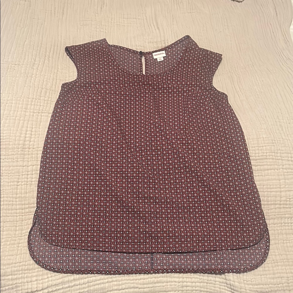 Women's cap sleeve Top - Burgundy Pattern